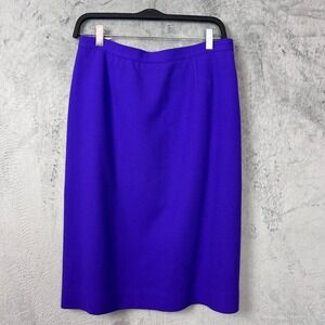 Vintage 90s Minimalist Wool Pencil Skirt 14 Jewel Tone Knee Length Career Office